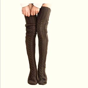Cable Knit Thigh High Socks